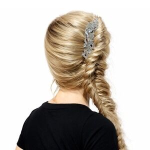 T+J Designs Sparkling Rhinestone Leaf Bridal Hair Comb *NEW*